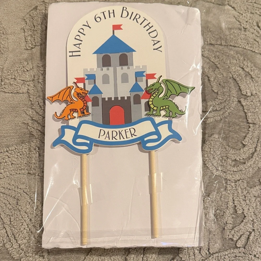 Castle and Dragons Birthday Cake Topper - Parker